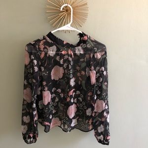 bb dakota sheer floral blouse sz xs